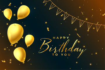 Naklejka premium Golden Birthday Celebration Card Design
