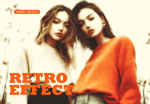 Retro Vintage Photo Effect Template for Warm Nostalgic Portraits