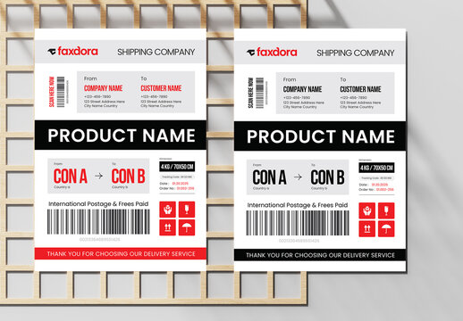 Shipping Label Template , Fragile Barcode Logistics & Packaging Sticker Design