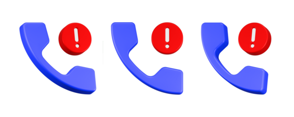 3d rendering icon call alert blue color