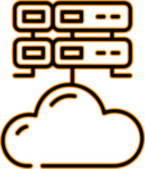 Cloud computing servers connected to a stylized cloud icon