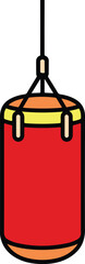 Punching bag vector illustration for boxing training and fitness workout equipment.
