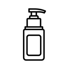Pump bottle outline icon for liquid soap lotion or sanitizer dispenser design element