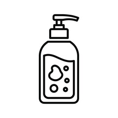 Fototapeta premium Liquid soap dispenser pump bottle icon, hand hygiene product outline vector illustration