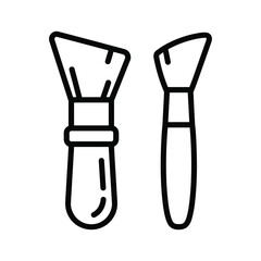 Makeup applicator brushes outline icons set for cosmetic beauty, application, and design