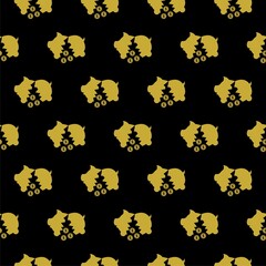 Broken piggy bank seamless pattern isolated on black background