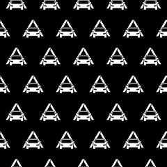 Garage car seamless pattern isolated on black background
