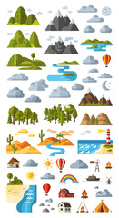 Obraz premium Diverse Nature and Landscape Icons Set in Vector Illustration