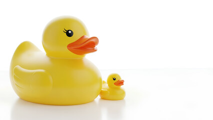 Adorable yellow rubber duck family for playful bath time fun and childhood memories evokes joy