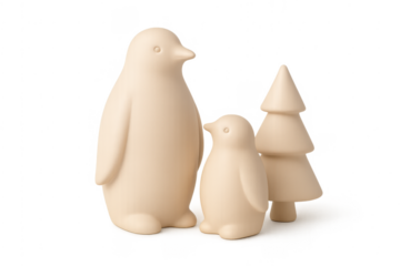 Penguin family and tree minimalist christmas decoration