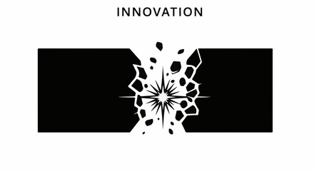 Explosion of light and fragments symbolizing breakthrough innovation and creative ideas