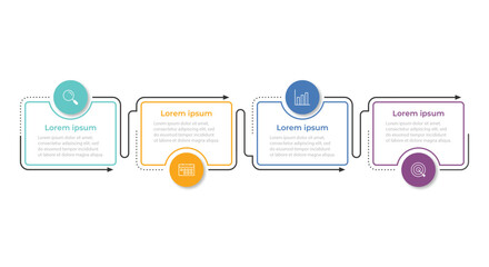 Vector Infographic label design template with icons and 4 options or steps. Can be used for process diagram, presentations, workflow layout, banner, flow chart, info graph.