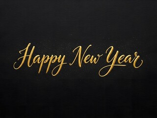 Obraz premium Happy New Year written in elegant golden calligraphy on a dark textured background