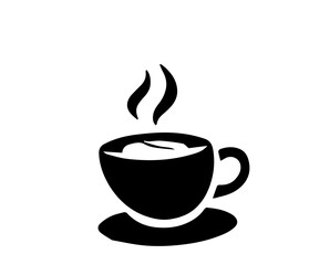 coffee cup logo black silhouette on white,