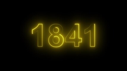1841 Glowing Neon Line Text Animation, Powerful Abstract Neon Number Design in Stunning 4K Highlighting the Iconic and Important Year important date 1841.