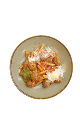 this is a beautiful delicious varaities food rice egg fried rice fish etc.