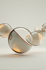 Abstract Geometric Sphere Composition In Light Beige Color Palette