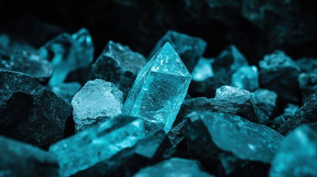 Vibrant blue crystals shimmering in natural rock formation