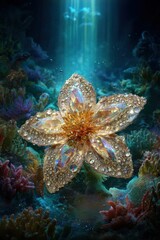 Glowing Underwater Crystal Flower Brooch
