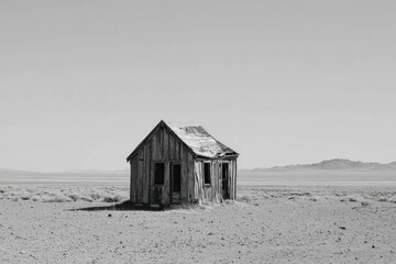 Abandoned Rustic House In A Dry Plain