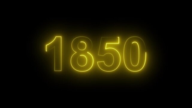 1850 Glowing Neon Line Text Animation, Powerful Abstract Neon Number Design in Stunning 4K Highlighting the Iconic and Important Year important date 1850.