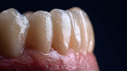 Close up of healthy white teeth and gums, ideal for dental care, oral health, hygiene, cosmetic dentistry, whitening, and medical advertising. Useful for clinics, brochures, and professional promotion