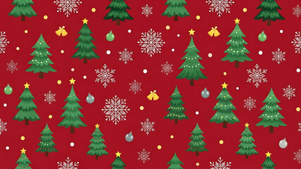This vibrant Xmas pattern is an ideal design for Christmas wrapping paper, showcasing simple ornaments and a traditional red, white, and green color palette.