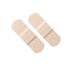 Minimalist halftone illustration of two medical adhesive bandages isolated on white background.