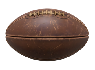Vintage Old Leather Rugby or American Football PNG Image on Transparent Background