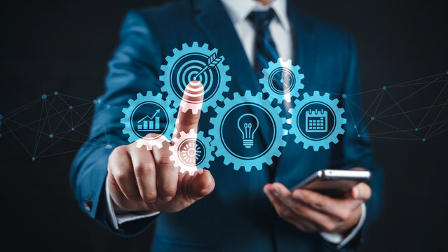 Drive business growth with innovative solutions! Visualizing strategy, planning, and success with connected technology for modern business applications.
