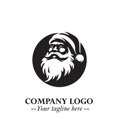 Santa Claus Logo Symbol in Black on White Background for Classic Holiday Branding and Design ArtPlus
