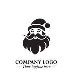 Santa Claus Logo Symbol in Black on White Background for Classic Holiday Branding and Design ArtPlus