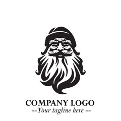 Santa Claus Logo Symbol in Black on White Background for Classic Holiday Branding and Design ArtPlus