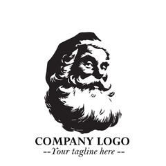 Santa Claus Logo Symbol in Black on White Background for Classic Holiday Branding and Design ArtPlus