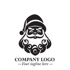 Santa Claus Logo Symbol in Black on White Background for Classic Holiday Branding and Design ArtPlus
