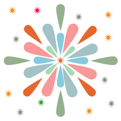 Illustration of colorful fireworks, festival decorations