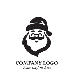 Santa Claus Logo Symbol in Black on White Background for Classic Holiday Branding and Design ArtPlus