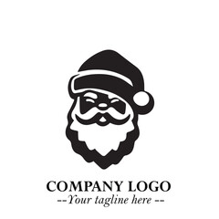 Santa Claus Logo Symbol in Black on White Background for Classic Holiday Branding and Design ArtPlus