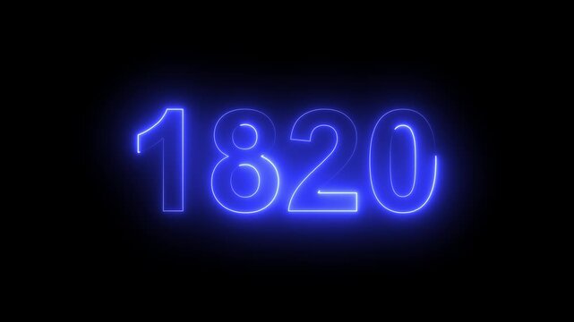 1820 Glowing Neon Line Text Animation, Powerful Abstract Neon Number Design in Stunning 4K Highlighting the Iconic and Important Year important date 1820.
