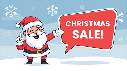 Festive Christmas Sale Announcement with Santa Claus Character
