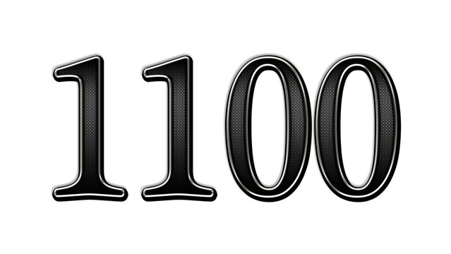 black metal 3d design of number 1100 on white background.