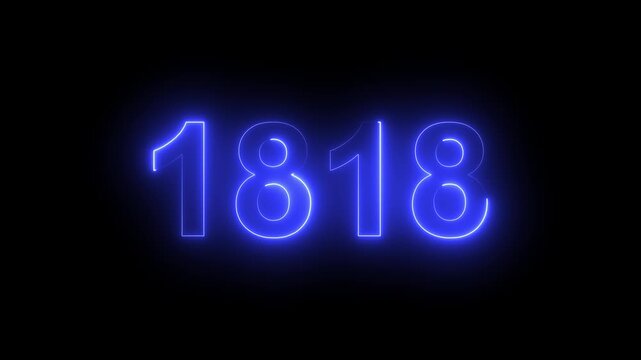 1818 Glowing Neon Line Text Animation, Powerful Abstract Neon Number Design in Stunning 4K Highlighting the Iconic and Important Year important date 1818.