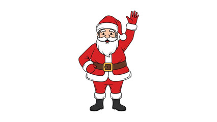 Cartoon Santa Claus waving hello, festive Christmas character illustration isolated on a white background