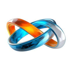 Interlocking Rings of Blue Orange and White isolated on a transparent background