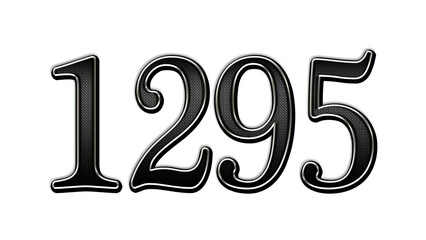 black metal 3d design of number 1295 on white background.