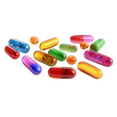 Assorted Colorful Capsules and Pills isolated on a transparent background 2