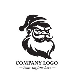 Santa Claus Logo Symbol in Black on White Background for Classic Holiday Branding and Design ArtPlus