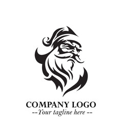 Santa Claus Logo Symbol in Black on White Background for Classic Holiday Branding and Design ArtPlus