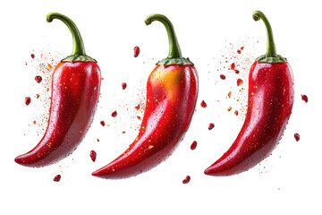 Three fresh chili peppers red hot spice spicy food ingredients cooking healthy eating dark and
