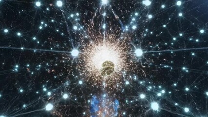 Abstract digital art depicts a complex network of light and interconnected geometric forms - Powered by Adobe